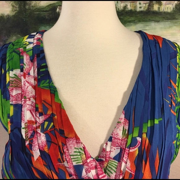 Madison Paige Tropical Print Dress W/Jute Belt - Picture 2 of 7